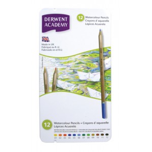Derwent Academy Watercolour Pencils High-quality Pigments Assorted Ref 2301941 [Pack 12]