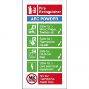 Stewart Superior Sign ABC Dry Powder Fire Extinguisher W100xH200mm Self-adhesive Vinyl Ref FF092SAV