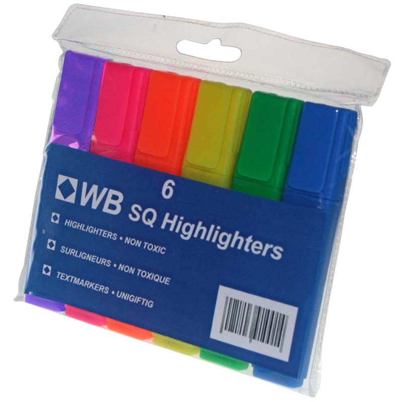 WB+SQ+Highlighter+Pen+Asstd+Pack-6