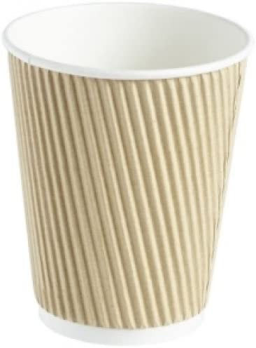 Kraft+Ripple+3+Ply+Disposable+Insulated+Paper+Cups+-+340ml+%28Pack+500%29