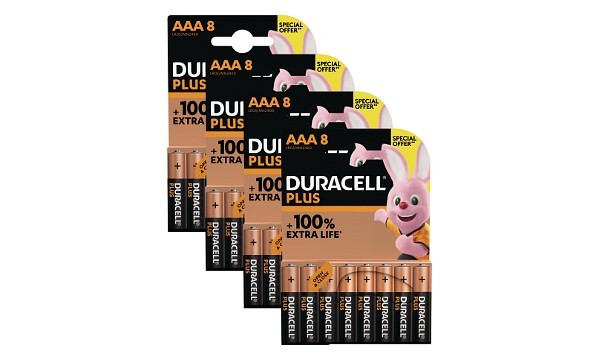 Duracell+Plus+AAA+Battery+Alkaline+100%25+Extra+Life+%284+Packs+of+8%29