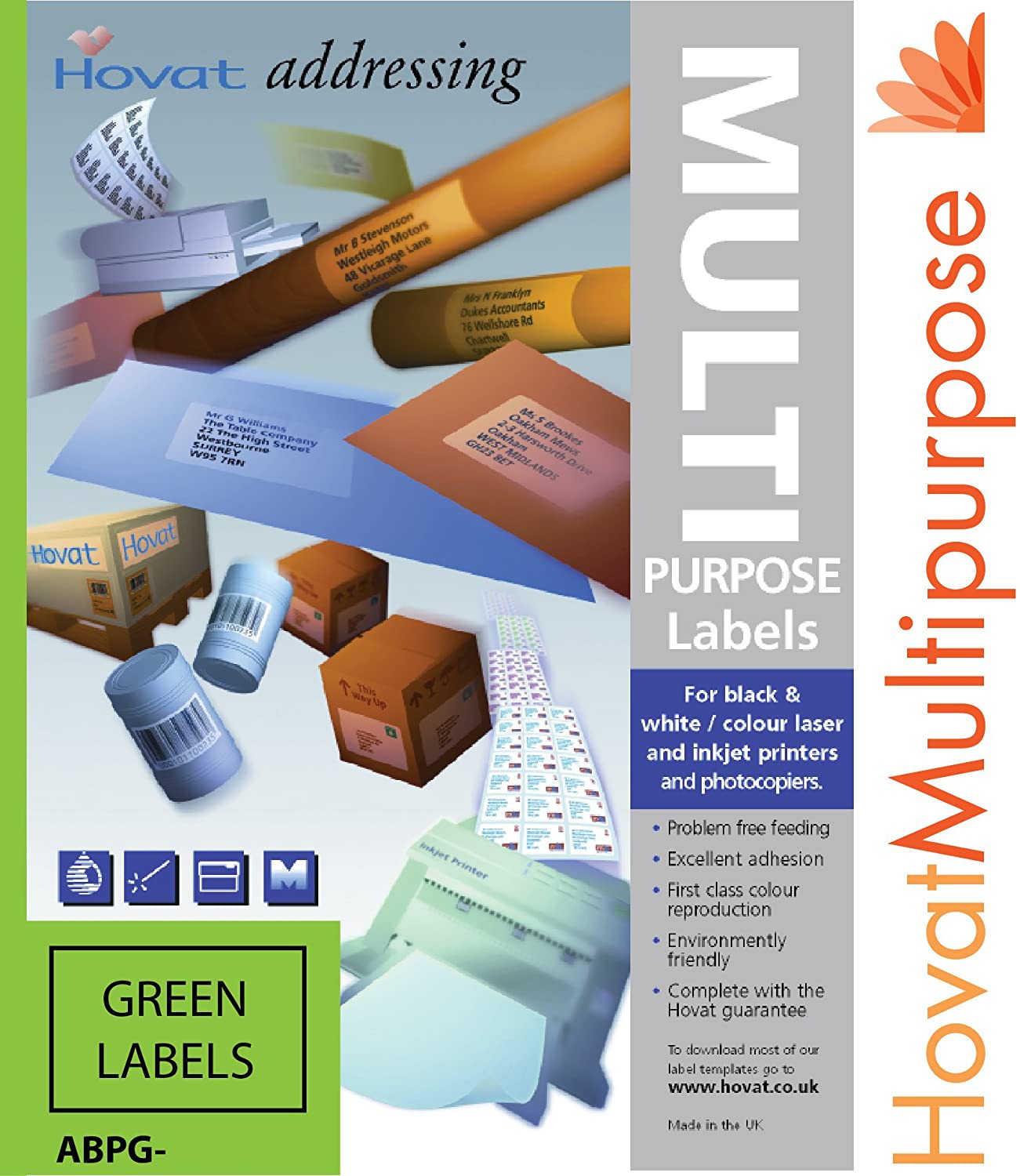 Hovat+Multi-Purpose+Labels+2+Per+Sheet+Green+200+x+144mm+Box+100