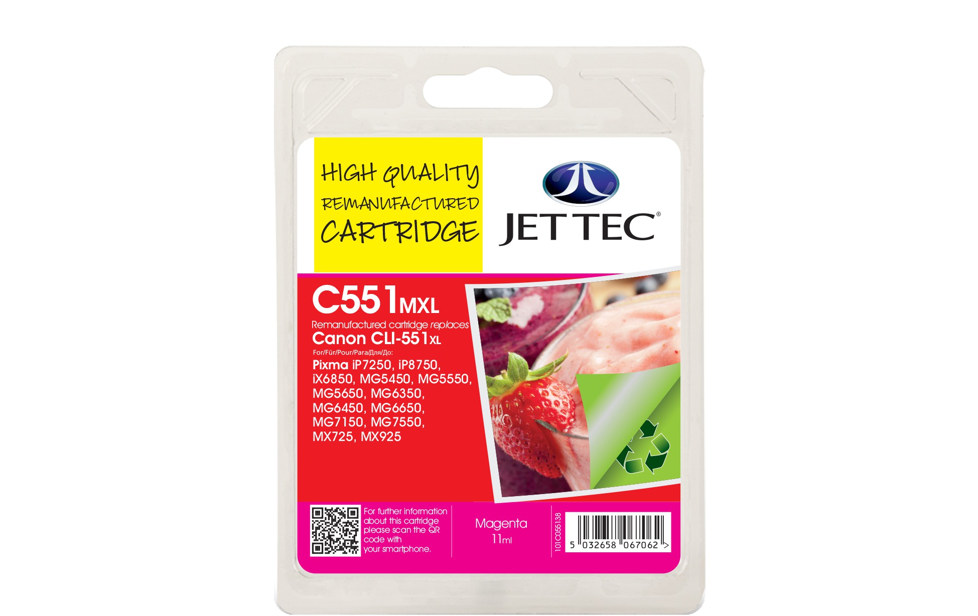 Jet+Tec+High+Quality+Remanufactured+Inkjet+Cartridge+CLI-551M+Magenta