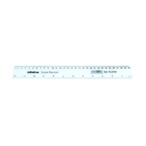 Initiative+Shatter+Resistant+Plastic+Ruler+30cm+%2812+Inch%29+Clear+Single