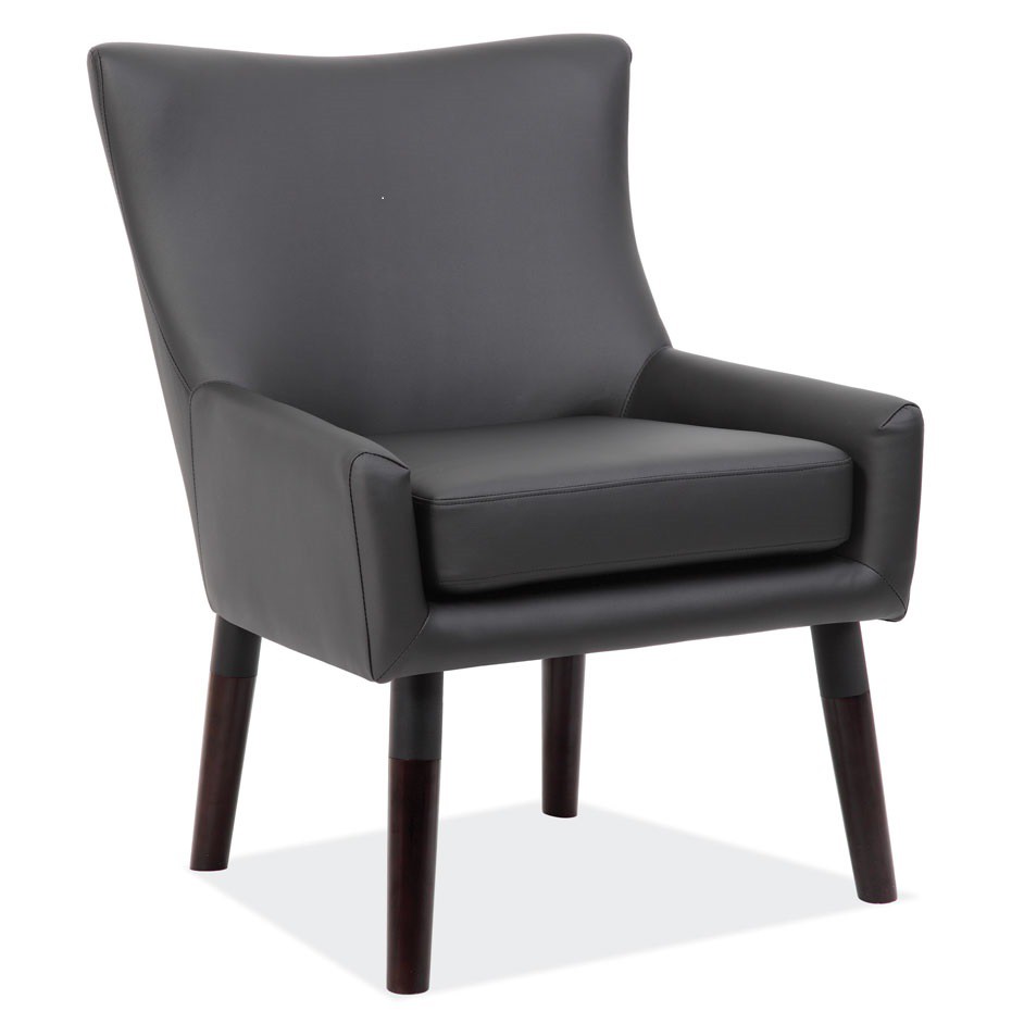 OfficeSource+Bowery+Collection+Guest+Chair+with+Mahogany+Wood+Legs%2C+Black+Leather+Soft+Vinyl