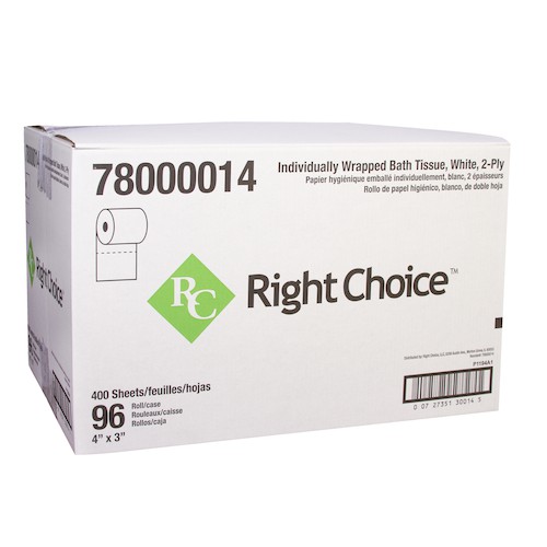 Right+Choice+%E2%84%A2+Paper+SBT+Toilet+Tissue+2-Ply+400-Sheets%2C+White%2C+4%22+x+3%22%2C+96%2F400
