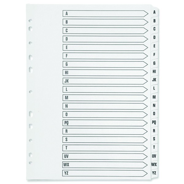 A4+Index+Dividers+A-Z+Tabs+White+Card